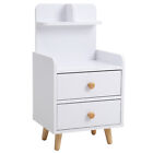 White Bedside Table With Solid Wood Leg Bedroom Nightstand Chest Bedside Cabinet