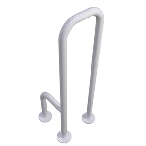 Uchwyt podporowy do montażu podłogowego WC prawy 80 cm wysokości biały DN32mm z rozetami maskującymi - Zdjęcie 1 z 7