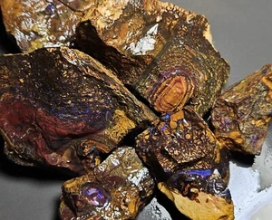 Boulder Opal Paquete Áspero Azul Púrpura Koroit Matrix 1820 Cts Lapidario 364 Gramos - Imagen 1 de 24