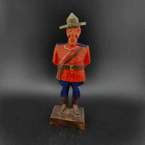 Hannah Carved Wood Canadian Mountie Police Figurine Signed 5.5" tall - Picture 1 of 7