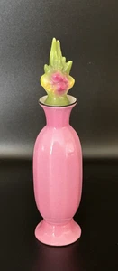 Vintage Rosa Porzellan Parfüm Flakon Blumen Stopfen / Dauber Germany 7" - Bild 1 von 13