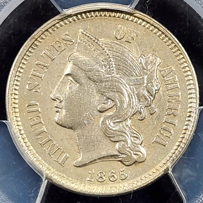 1865 Nickel 3 Cent | PCGS UNC Details - Cleaned - Image 1 of 3