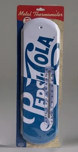 Pepsi Cola Metal Tin Thermometer Indoor Outdoor Man Cave Vintage Repro. NEW - Picture 1 of 4