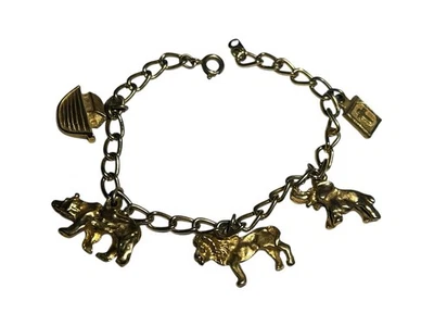 Gold Tone Noah’s Ark Charm Bracelet 6.5” Costume Jewelry - Image 1 of 4