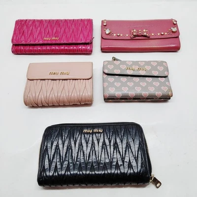 SIN TARIFA Miu Miu Cartera Larga Cartera Juego de 5 Cuero Rosa 1025106 Foto 1 de 4