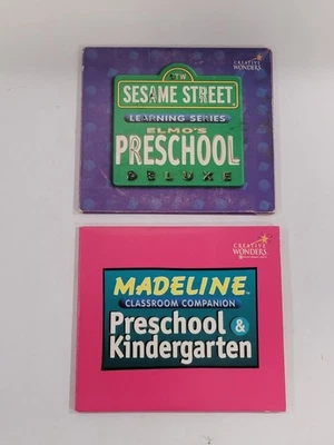 CD-ROM de 2 piezas ~ Sesame Street Elmo's Preschool Deluxe y Madeline Kindergarten  Foto 1 de 4