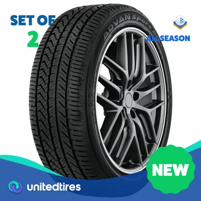Set of (2) New 225/45R19 Yokohama Advan Sport A/S+ 96Y - Image 1 of 4