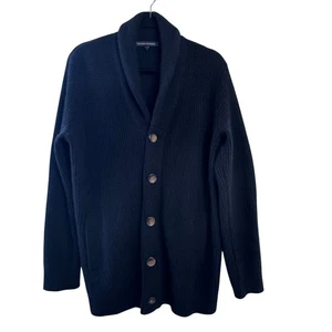 NAKED CASHMERE Samuel gerippte Strickjacke mit Schalkragen Herren Große L schwarz Pullover - Bild 1 von 11