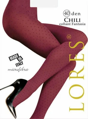Lores Chili Fantasy Luxus Damen 3D Microfaser Polka Dot Strumpfhose 40 Den Bordo - Bild 1 von 4