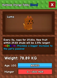 π± Huge Rainbow Tabby Cat - 5 Seconds Cooldown π
 Roblox Grow A Garden π¨βπΎ - Picture 1 of 1