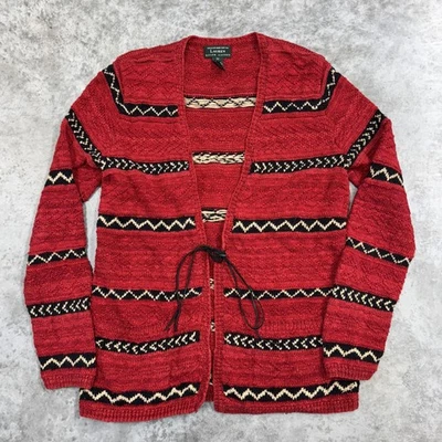 Suéter Lauren Ralph Lauren Mujer Mediano Rojo Cárdigan Corbata Frontal Azteca Occidental Foto 1 de 4
