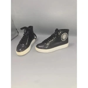 Versus Versace Black Trainers UK 4 EU 37 High-Top Lion Head Lace-Up Sneakers - Picture 1 of 9