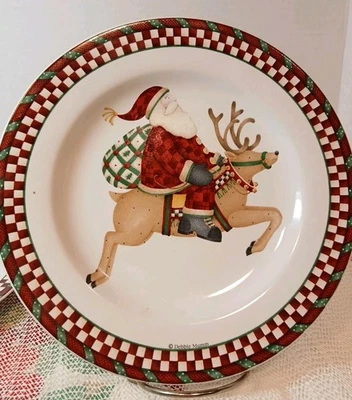 Debbie Mumm Oneida Santa’s Spirit Juego de 4 Platos de Almuerzo de Ensalada Postre Vacaciones Foto 1 de 4