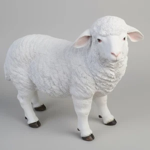 Sheep Statue Garden Ornaments Outdoor Resin White Sculpture Fun Farm Yard Animal - Picture 1 of 8