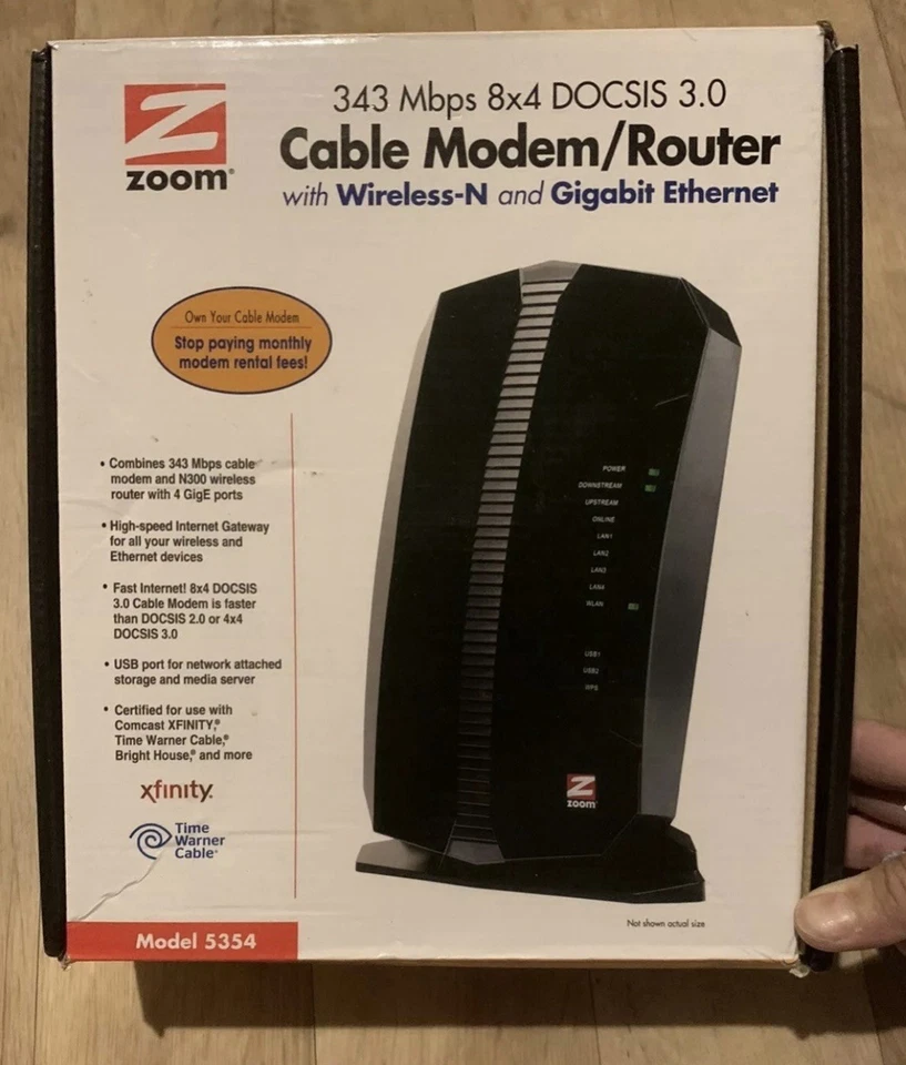 Router módem cable Zoom 8x4 DOCSIS 3.0 343 Mbps 802.11ac modelo 5354 Foto 1 de 1