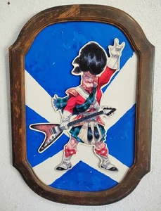 Dewar s Rocks artwork Peter de Seve Scottish Flag St.Andrews framed - Picture 1 of 1