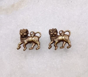Nepali Yali Lion Design Wardrobe Knob Pair Made of Brass Home Window Pull DM400 - Picture 1 of 10