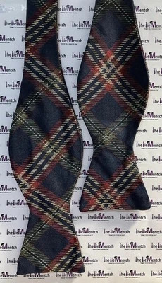Rare Brooks Brothers Navy , Red & Green Plaid Design Self Tie Bow Tie Silk NEW - Image 1 of 2