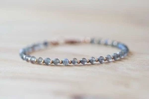 A++ Blue Labradorite Faceted & Gold Filled Beaded Adjustable Woman Bracelet 6-9" - Picture 1 of 8