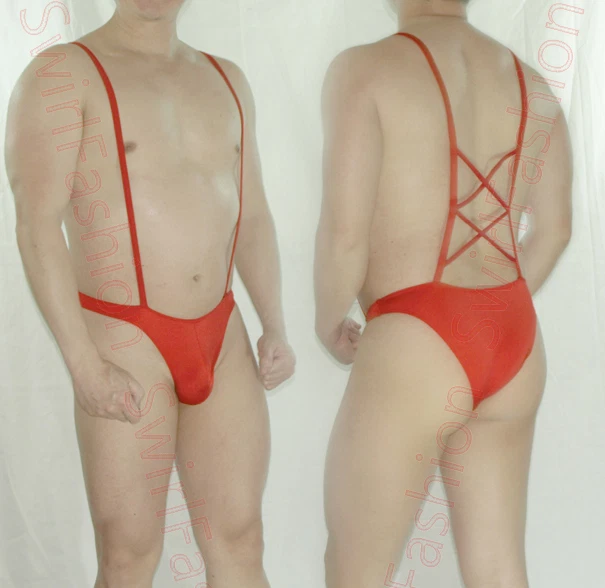 RE439 Mens Sexy Bodysuit Suspender Bikini Red - Image 1 of 1