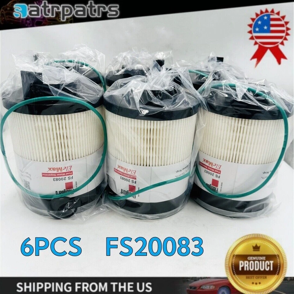 Filtro separador de agua combustible 6 piezas FS20083 se adapta a Cummins ISX DD13 DD15 DD16 Foto 1 de 4