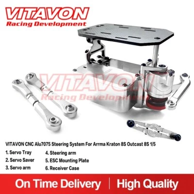Vitavon CNC Alu7075 Steering System for Arrma Kraton 8S Outcast 8S 1/5 silver - Image 1 of 3