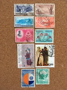 UOIS India Stamp Set Used 1970s Dam Dal Lake Defend Olympic 1973 Delhi Games - Picture 1 of 10
