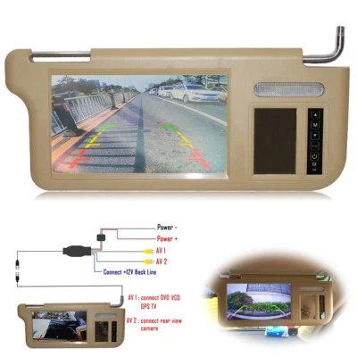 7" 7inch Sunvisor Right Rear View Mirror Screen LCD Monitor DVD/VCD/GPS/TV - Image 1 of 4