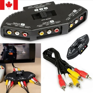 3-WAY AV SWITCH RCA VIDEO L/R AUDIO BOX SELECTOR SWITCHER OUT COMPOSITE 3 IN 1 ↷ - Picture 1 of 13