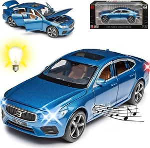 Volvo S90 Bursting Blue 1:32 Scale Model Car Pull Back Action & Lights & Sounds - Picture 1 of 1