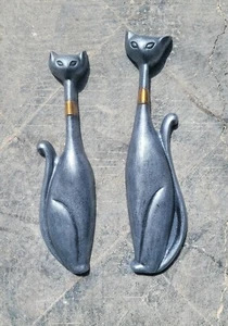 Moderne Art Deco Katze Wandskulptur Paar - Bild 1 von 11