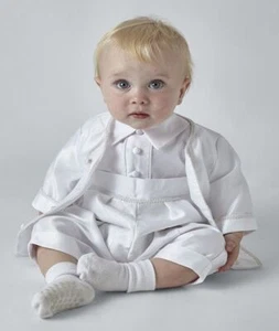 Mameluco de bautizo para bebés niños conjunto de 3 piezas - traje de bautizo de lujo para bebés 0-24 meses - Imagen 1 de 4