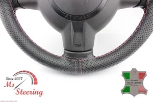 FOR Morris Minor 48-71  PERF LEATHER STEERING WHEEL COVER, BURGUNDY 2 STIT - Picture 1 of 7