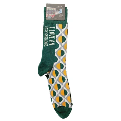 Calcetín Azul Q Crew Hombres Mujeres I Love an Easy Challenge Geo Estampado Geométrico Nuevo con Etiquetas NUEVO Foto 1 de 4