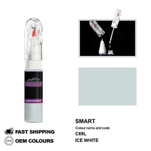 FOR SMART ICE WHITE C69L Touch Up Paint Pen Brush Fix Kit Scratch Chip Set Mark - Picture 1 of 8