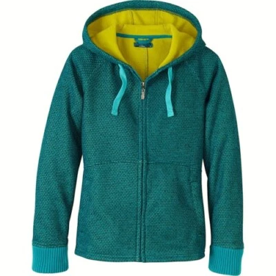 Chaqueta con capucha PRANA Akita verde azulado melange tejida polar adherida L/S para mujer XS Foto 1 de 4
