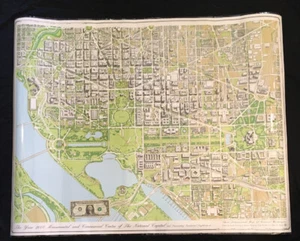 Washington DC - Mapa de pared laminado de dos caras. Lado de color y lado B/W con identificación - Imagen 1 de 10