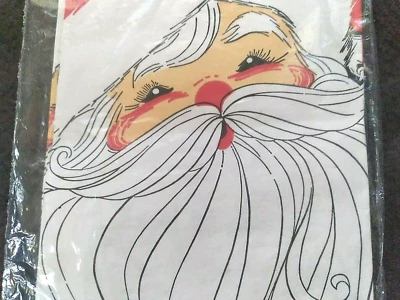 Vtg XL Table Cover Christmas Paper SANTA NOS MCM in Origjnal Plastic 60x102 - Image 1 of 4