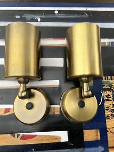 Pair of Mid Century Modern Brushed Brass Wall Sconces Bullet style
