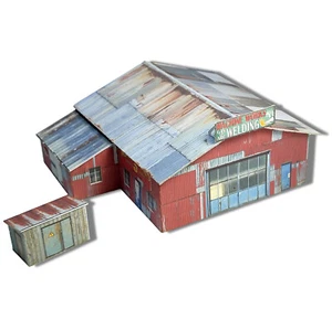 Z Scale or N Scale Welding Shop Building / Shed - Pre-Cut Cardstock Kit - Foto 1 di 14