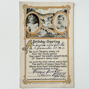 Antigua tarjeta de felicitación de cumpleaños de escuela dominical Hammond Cradle Roll 1913 - Imagen 1 de 5