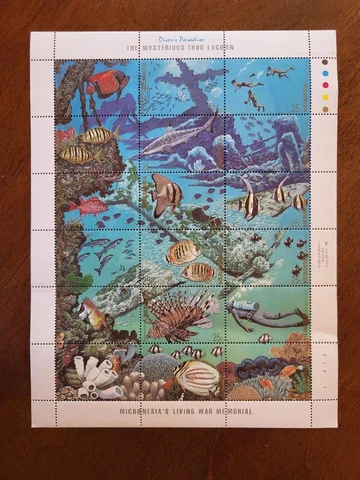 1988 Micronesia SC# 71 - The Mysterious Truk Lagoon sheet of 18 - MNH Cover