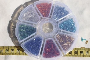 Cuentas de semillas de corneta de vidrio de 6 mm forradas en plata 8 colores promedio Joyería artesanal de 103 gramos - Imagen 1 de 3