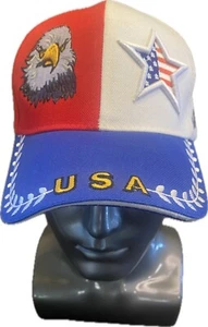 USA Flag Themed Hat Eagle And Star Adjustable Strap - Picture 1 of 10