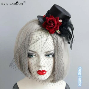 SN-A3-4 Victorian Vampire Mini Hat Gothic Halloween Fancy Dress Accessory OSFA - Picture 1 of 8