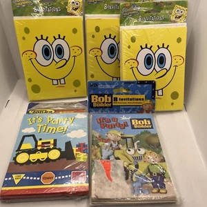 SpongeBob SquarePants 16 Party Invitations, Tonka & Bob The Builder Invites 2002 - Picture 1 of 24