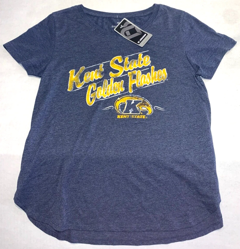 Camiseta Kent State University Golden Flashes Cinza Escuro P/S Nova Com Etiqueta Feminina MÉDIA - Imagem 1 de 1