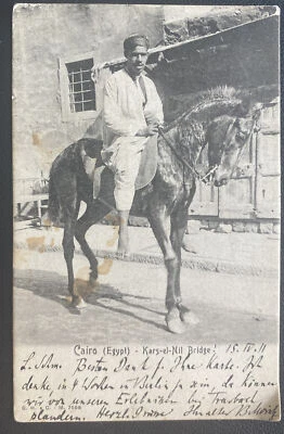 1911 Cairo Egypt RPPC Postcard cover To Berlin Germany Kars El Nil Bridge - Image 1 of 2