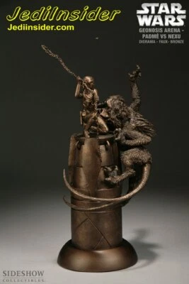 SIDESHOW STAR WARS PADME VS NEXU GEONOSIS ARENA DIORAMA EX FAUX BRONZE NEW 43/50 - Image 1 of 4