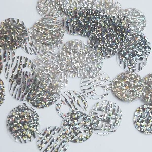 Large Hole Round Sequin 20mm Silver Tiger Stripe Transparent Hologram Glitter - Picture 1 of 2